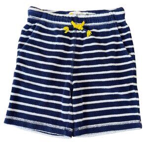 MINI BODEN Toweling Shorts Boys 7 7Y 122cm Blue White Striped Terry Cloth Short